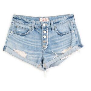 WE THE FREE button fly distressed cuffed jean shorts size 26